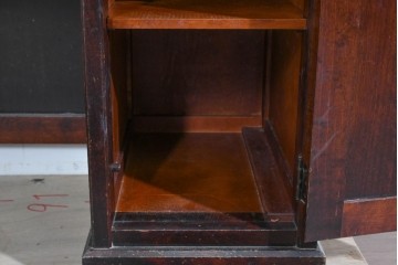 中古　北海道民芸家具　ドレッサーリメイク　引き出しと扉収納で整理しやすい片袖机　(R-086012)