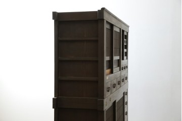 和製アンティーク　明治大正期　丸桟戸が上品な昇り引き出し付きの近江水屋箪笥　(R-086015)