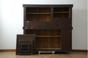 和製アンティーク　明治大正期　丸桟戸が上品な昇り引き出し付きの近江水屋箪笥　(R-086015)