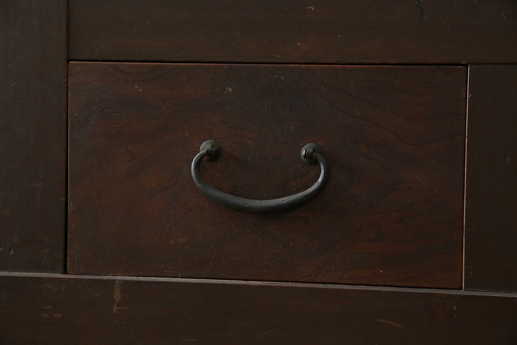 和製アンティーク　明治大正期　丸桟戸が上品な昇り引き出し付きの近江水屋箪笥　(R-086015)