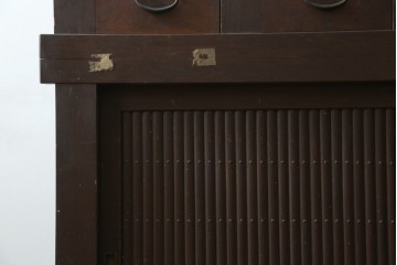 和製アンティーク　明治大正期　丸桟戸が上品な昇り引き出し付きの近江水屋箪笥　(R-086015)