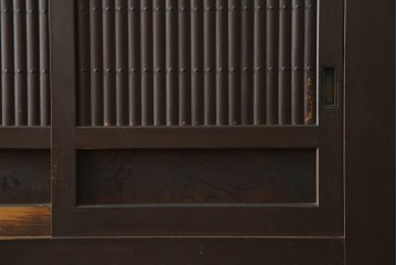 和製アンティーク　明治大正期　引き出し8杯付き　上品な丸桟戸の近江水屋箪笥サイドボード　(R-086016)