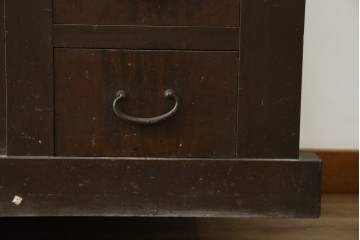 和製アンティーク　明治大正期　昇り引き出し5杯付き　上品な丸桟戸の近江水屋箪笥サイドボード　(R-086017)