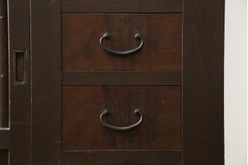 和製アンティーク　明治大正期　昇り引き出し5杯付き　上品な丸桟戸の近江水屋箪笥サイドボード　(R-086017)