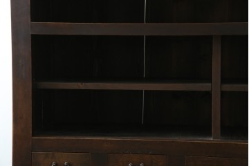 和製アンティーク　変わり型!　前面(檜材)　引き出し(欅材)　すっきりとした框の五尺水屋箪笥　(R-086026)