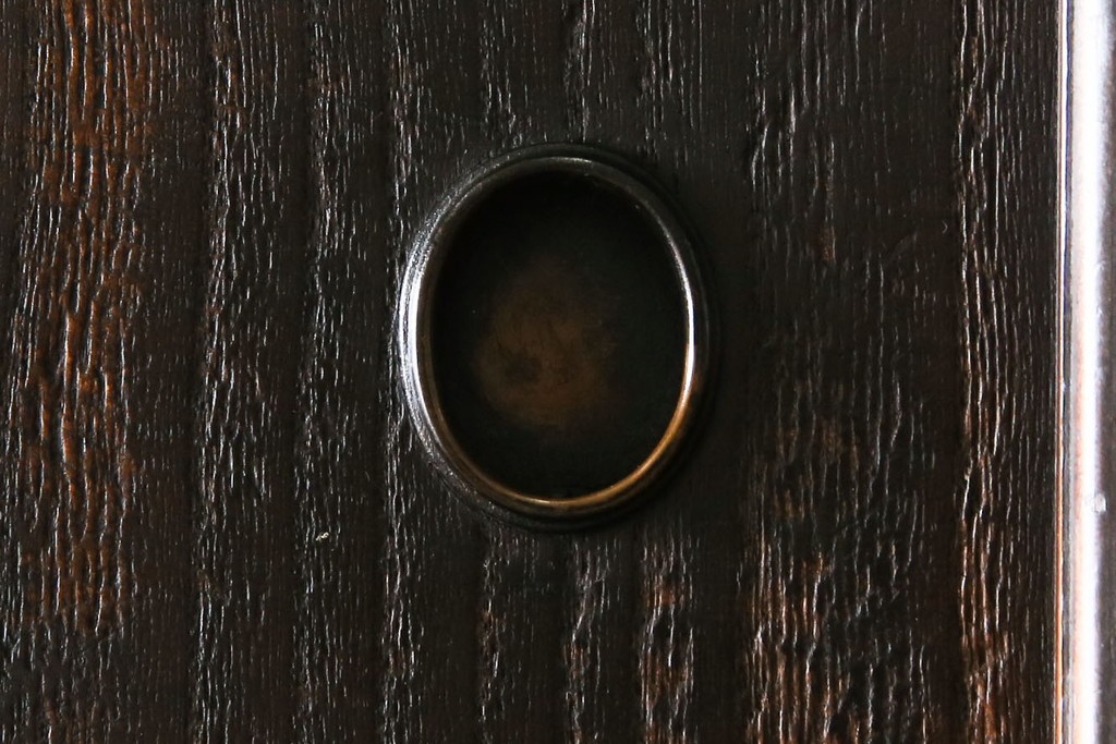 和製アンティーク　変わり型!　前面(檜材)　引き出し(欅材)　すっきりとした框の五尺水屋箪笥サイドボード　(R-086027)