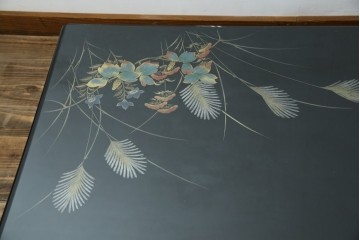 中古　美品　輪島塗り　天板に草花が描かれた座卓　定価約160万円　(R-086029)