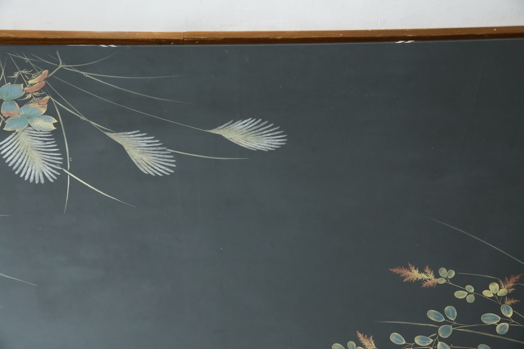 中古　美品　輪島塗り　天板に草花が描かれた座卓　定価約160万円　(R-086029)