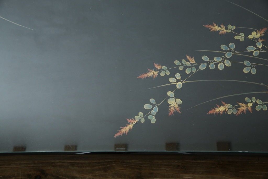 中古　美品　輪島塗り　天板に草花が描かれた座卓　定価約160万円　(R-086029)