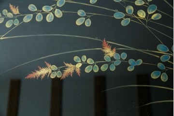 中古　美品　輪島塗り　天板に草花が描かれた座卓　定価約160万円　(R-086029)