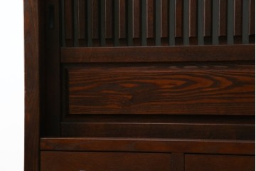 中古　美品　高級品　タモ材　職人手作りの水屋箪笥サイドボード　(R-086031)