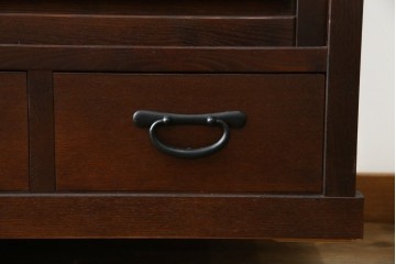 中古　美品　高級品　タモ材　職人手作りの水屋箪笥サイドボード　(R-086031)