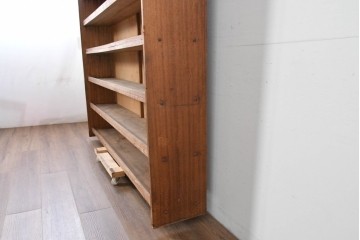 和製ヴィンテージ　たっぷり収納できるシンプルな木製本棚　(R-086035)