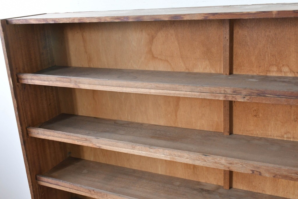 和製ヴィンテージ　たっぷり収納できるシンプルな木製本棚　(R-086035)