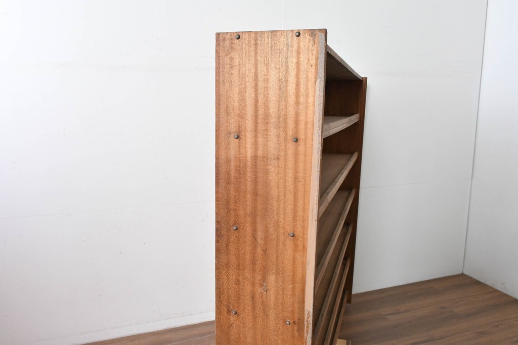 和製ヴィンテージ　たっぷり収納できるシンプルな木製本棚　(R-086035)