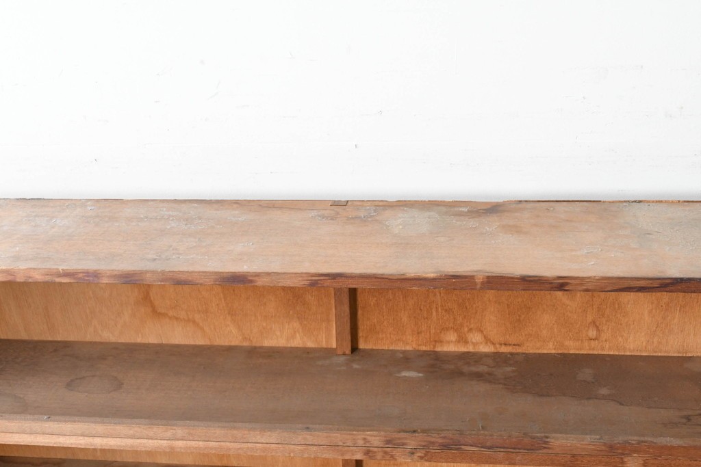 和製ヴィンテージ　たっぷり収納できるシンプルな木製本棚　(R-086035)