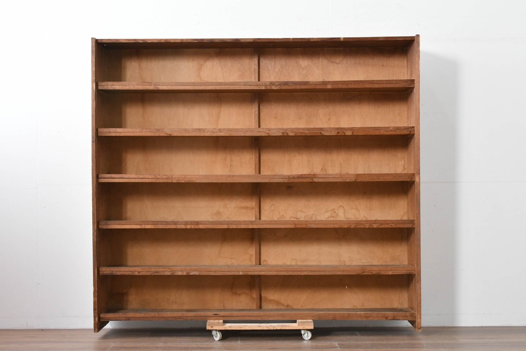 和製ヴィンテージ　たっぷり収納できるシンプルな木製本棚　(R-086035)