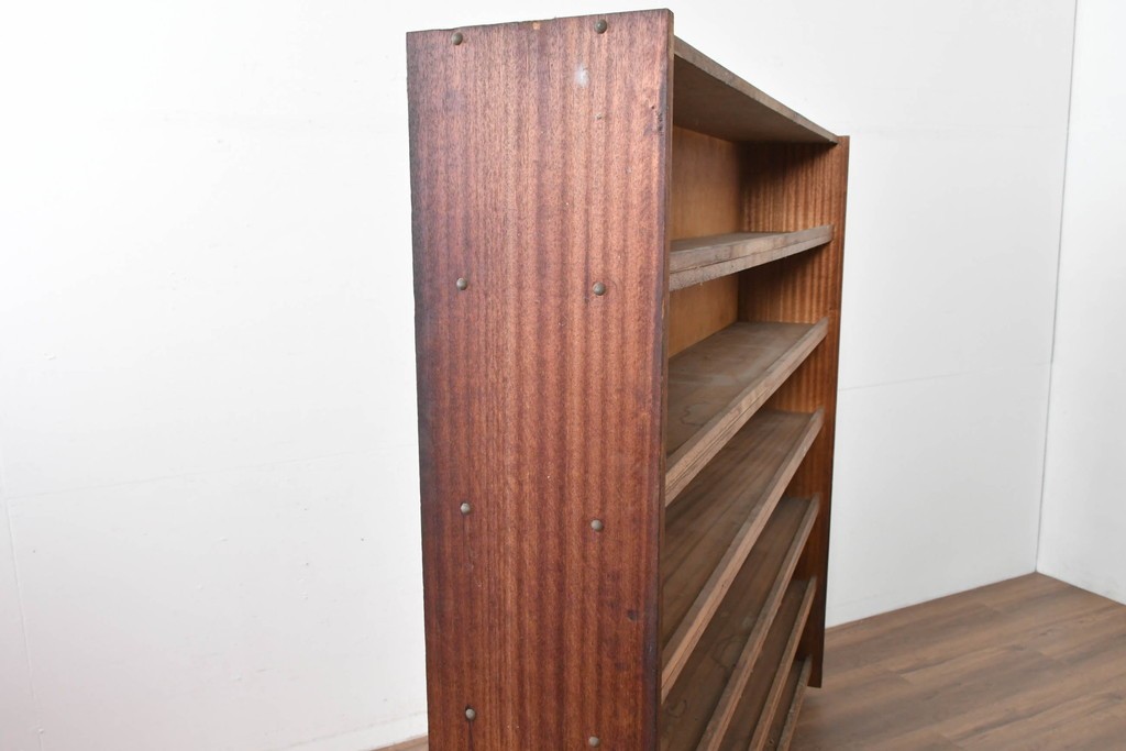 和製ヴィンテージ　たっぷり収納できるシンプルな木製本棚　(R-086036)