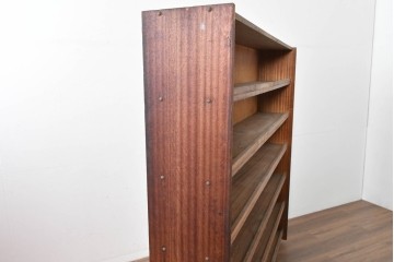 和製ヴィンテージ　たっぷり収納できるシンプルな木製本棚　(R-086036)