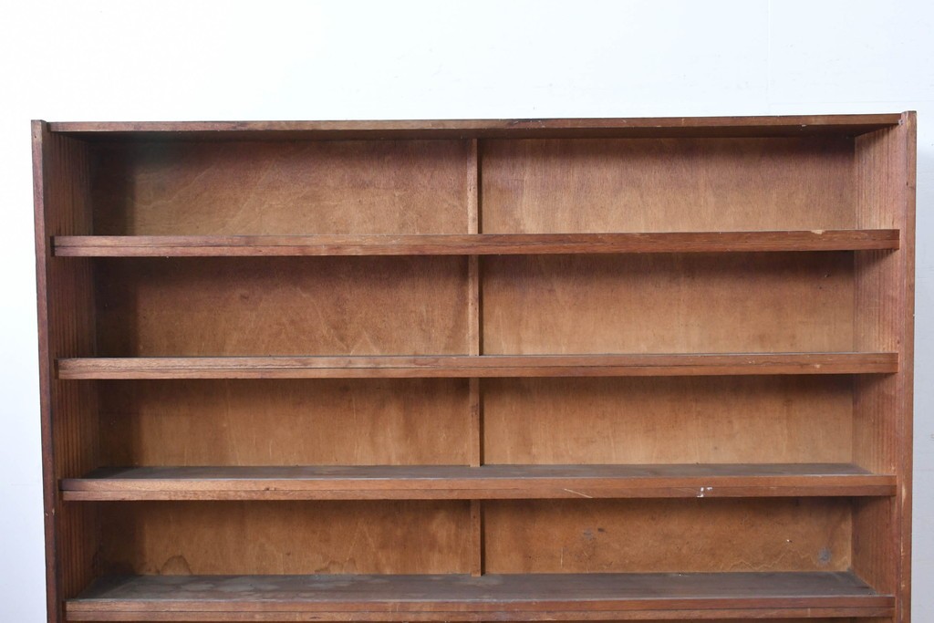 和製ヴィンテージ　たっぷり収納できるシンプルな木製本棚　(R-086036)