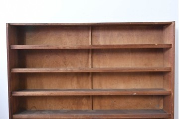 和製ヴィンテージ　たっぷり収納できるシンプルな木製本棚　(R-086036)