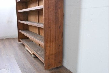 和製ヴィンテージ　たっぷり収納できるシンプルな木製本棚　(R-086036)