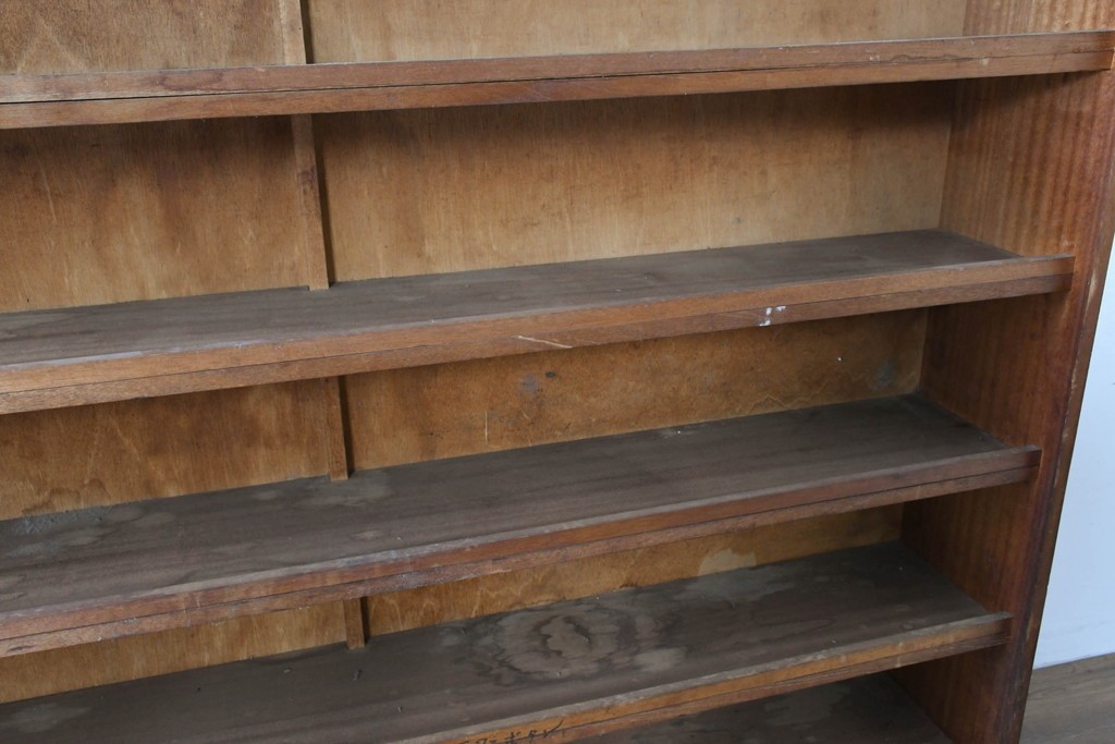 和製ヴィンテージ　たっぷり収納できるシンプルな木製本棚　(R-086036)