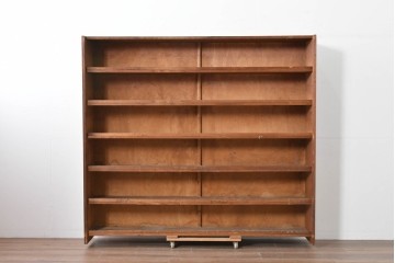 和製ヴィンテージ　たっぷり収納できるシンプルな木製本棚　(R-086036)