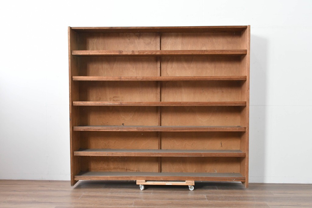 和製ヴィンテージ　たっぷり収納できるシンプルな木製本棚　(R-086037)