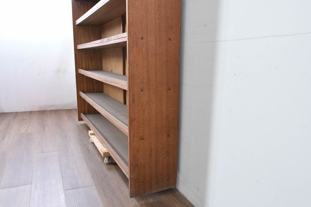 和製ヴィンテージ　たっぷり収納できるシンプルな木製本棚　(R-086037)