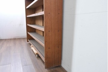 和製ヴィンテージ　たっぷり収納できるシンプルな木製本棚　(R-086037)