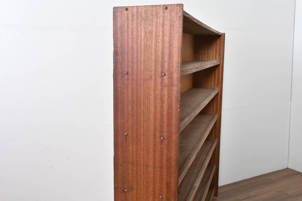 和製ヴィンテージ　たっぷり収納できるシンプルな木製本棚　(R-086038)