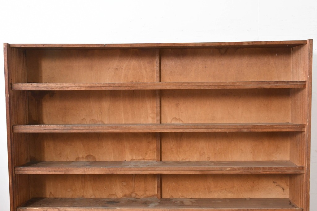 和製ヴィンテージ　たっぷり収納できるシンプルな木製本棚　(R-086038)