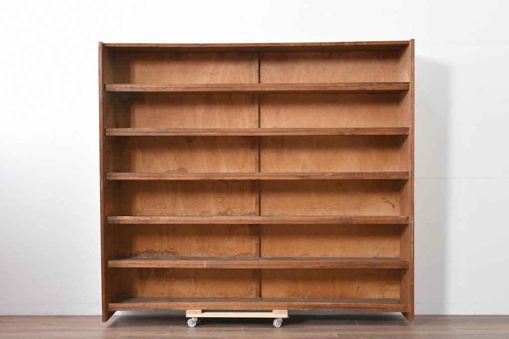 和製ヴィンテージ　たっぷり収納できるシンプルな木製本棚　(R-086038)