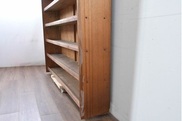 和製ヴィンテージ　たっぷり収納できるシンプルな木製本棚　(R-086038)