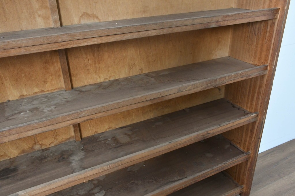 和製ヴィンテージ　たっぷり収納できるシンプルな木製本棚　(R-086038)