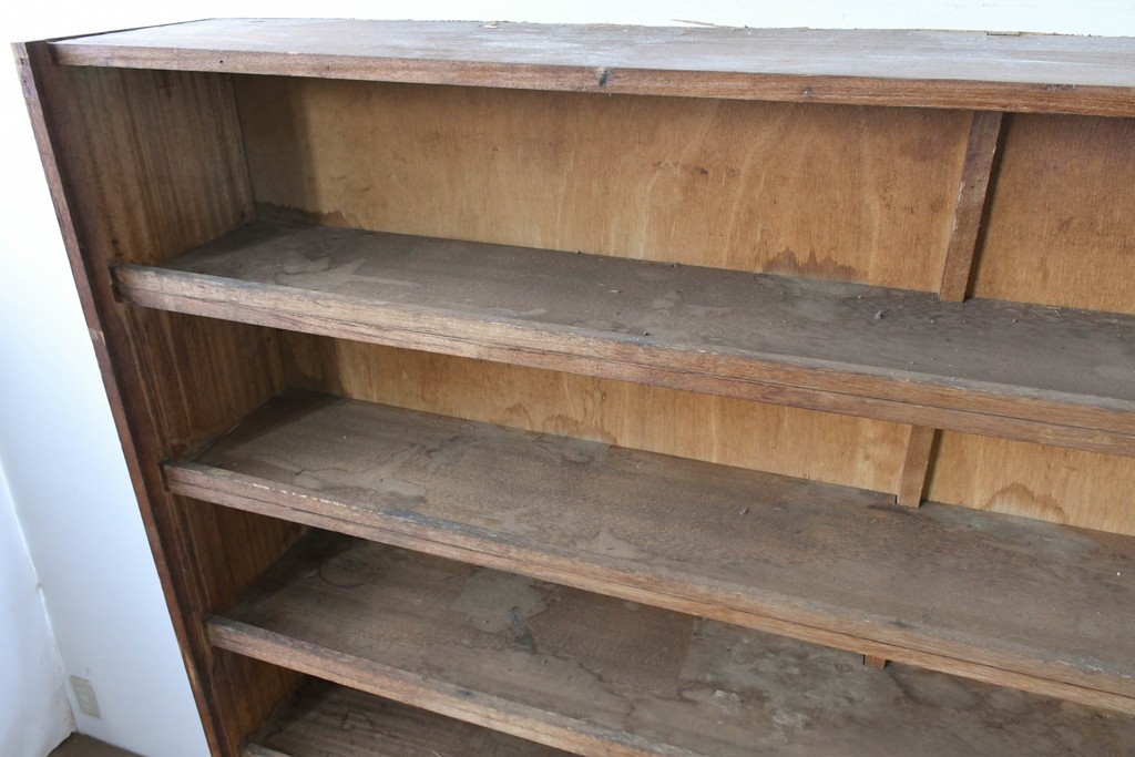 和製ヴィンテージ　たっぷり収納できるシンプルな木製本棚　(R-086038)