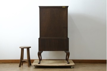 イギリスヴィンテージ　Burton Reproductions Limited　マホガニー材　上品な木肌を楽しめる猫脚のトールチェスト　(R-086039)