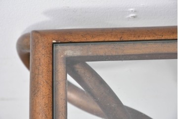 中古　美品　最高級品　アメリカ最高峰家具ブランド　CENTURY(センチュリー)　曲線フレームの美しいガラストップローテーブル　(R-086040)