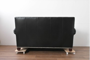 中古　超美品　アメリカ最高級ブランド　センチュリー(CENTURY)　レザーキルティングが魅力の2人掛けソファ　定価約180万円　(R-086043)