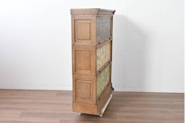 和製アンティーク　段ごとに異なる意匠が楽しめるフラップ扉のスタッキングブックケース　(R-086045)