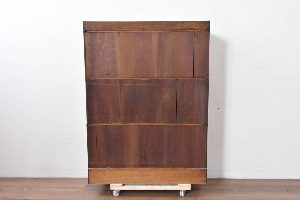 和製アンティーク　段ごとに異なる意匠が楽しめるフラップ扉のスタッキングブックケース　(R-086045)