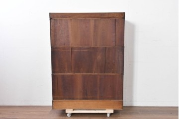 和製アンティーク　段ごとに異なる意匠が楽しめるフラップ扉のスタッキングブックケース　(R-086045)