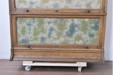 和製アンティーク　段ごとに異なる意匠が楽しめるフラップ扉のスタッキングブックケース　(R-086045)