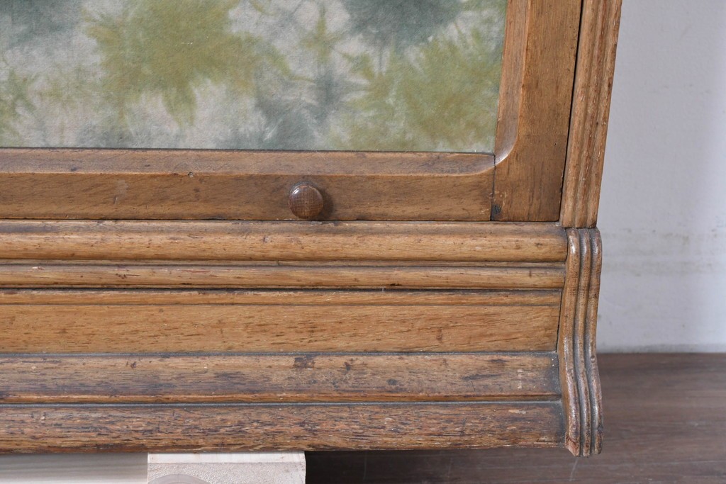 和製アンティーク　段ごとに異なる意匠が楽しめるフラップ扉のスタッキングブックケース　(R-086045)