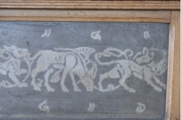 和製アンティーク　段ごとに異なる意匠が楽しめるフラップ扉のスタッキングブックケース　(R-086045)