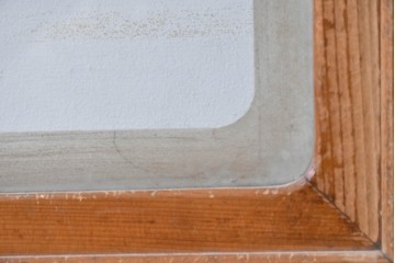 アンティーク建具　昭和初期　腰板欅(ケヤキ)材　裏ガラス付き　細やかな縦格子が美しい格子戸3枚セット　(R-086049)