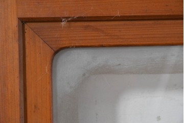 アンティーク建具　昭和初期　腰板欅(ケヤキ)材　裏ガラス付き　細やかな縦格子が美しい格子戸3枚セット　(R-086049)