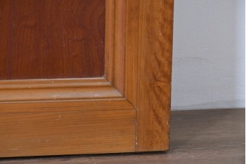 アンティーク建具　昭和初期　腰板欅(ケヤキ)材　裏ガラス付き　細やかな縦格子が美しい格子戸3枚セット　(R-086049)