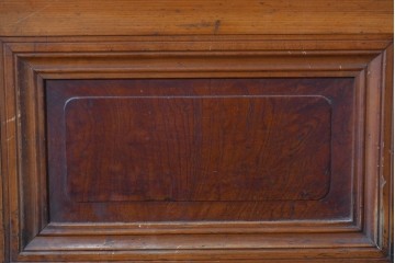 アンティーク建具　昭和初期　腰板欅(ケヤキ)材　裏ガラス付き　細やかな縦格子が美しい格子戸2枚セット　(R-086050)